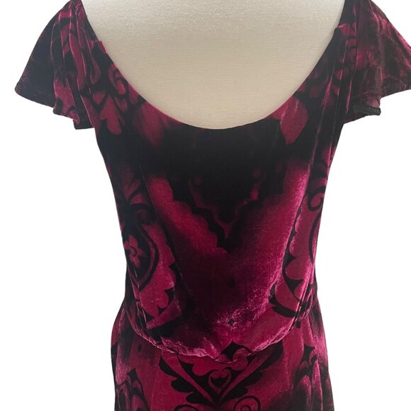 Nanette Lepore Velvet Burnout Dress Goth Chic Glam Cold Shoulder Sz 8 Elegant - Picture 9 of 11